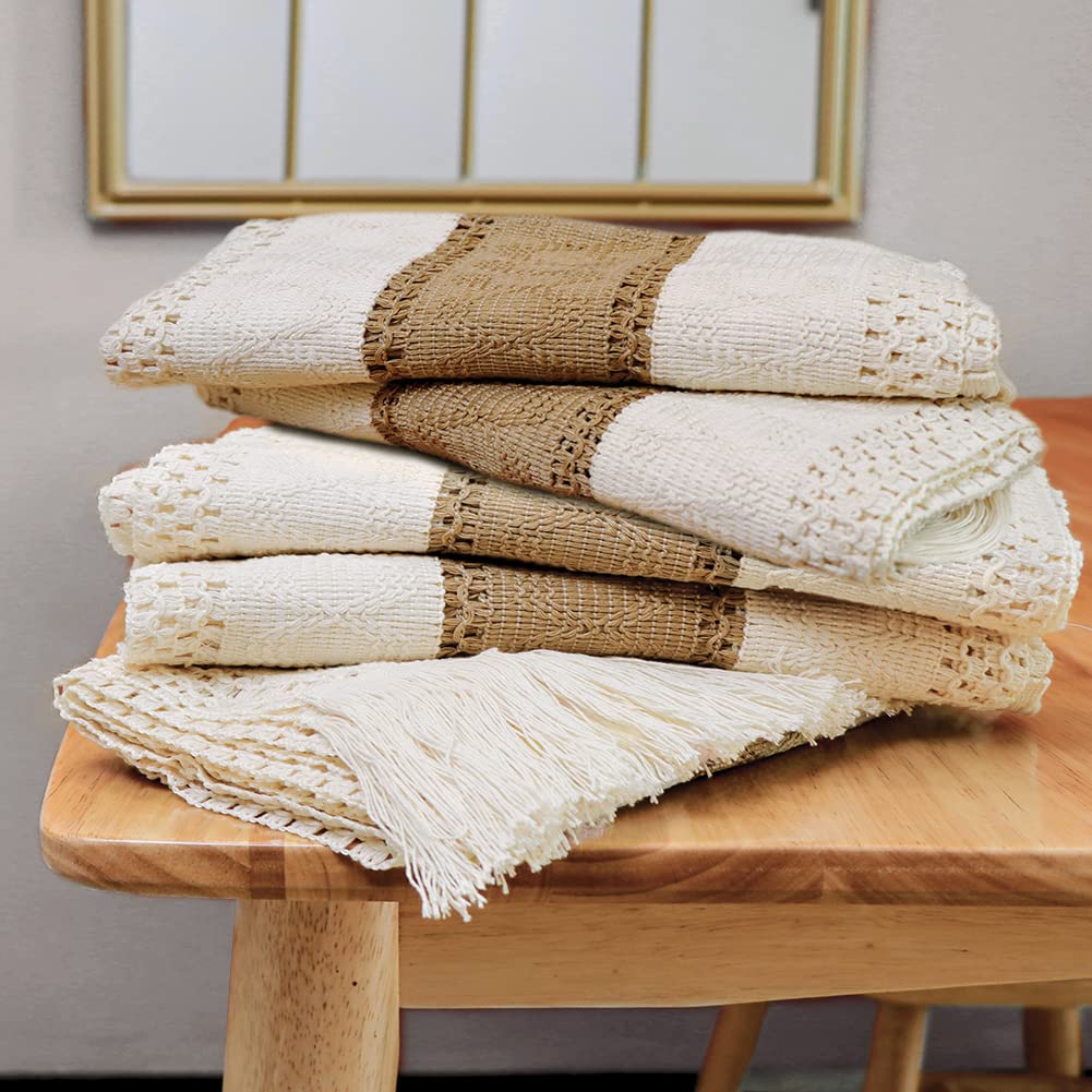 Natural Burlap Boho Table Runner