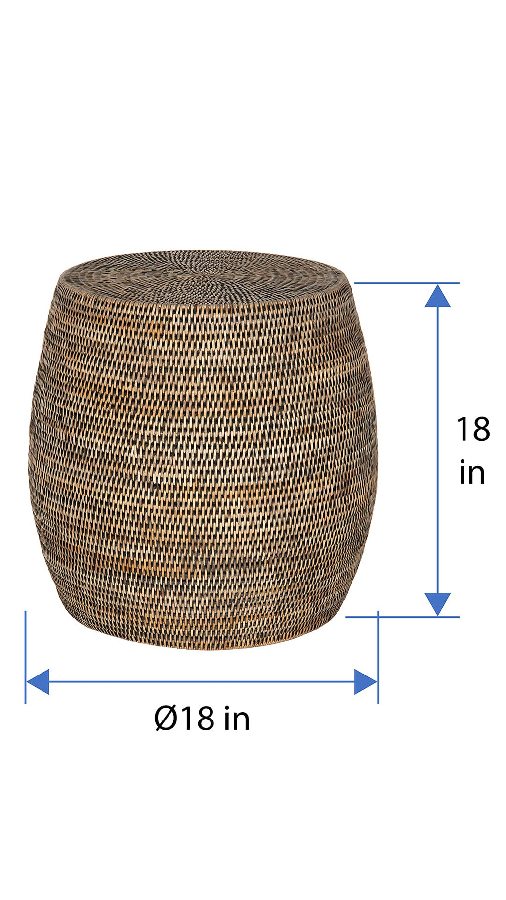 Kouboo ronde rotan kruk en bijzettafel