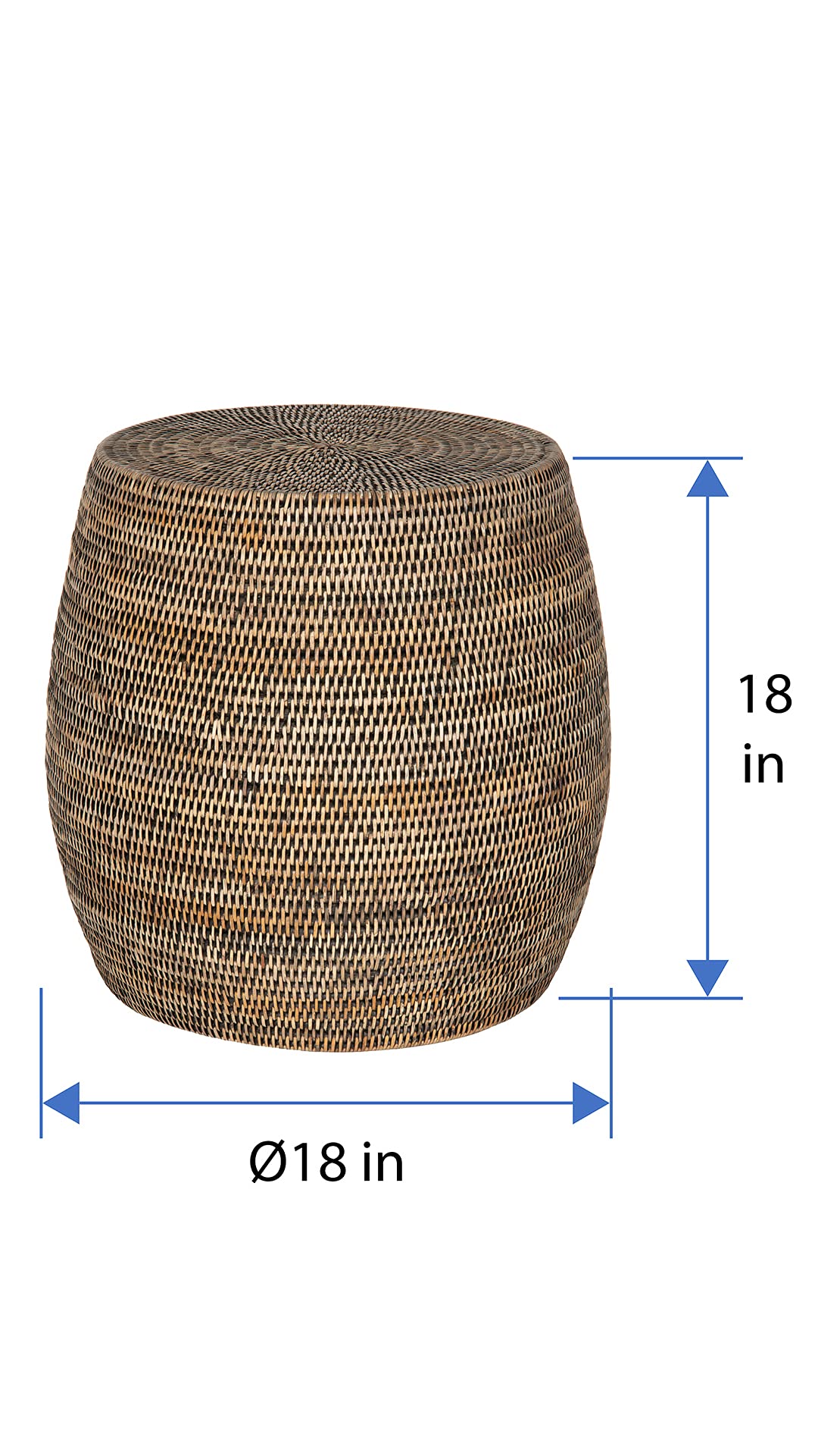 Kouboo ronde rotan kruk en bijzettafel
