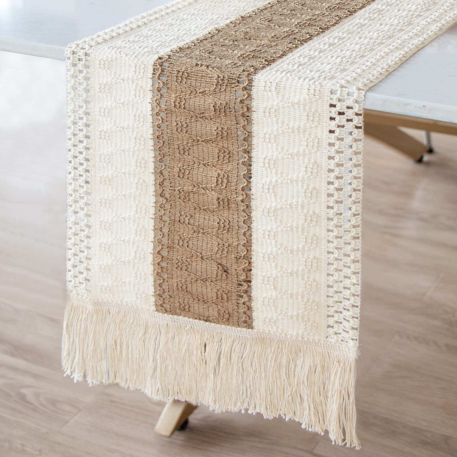 Natural Burlap Boho Table Runner