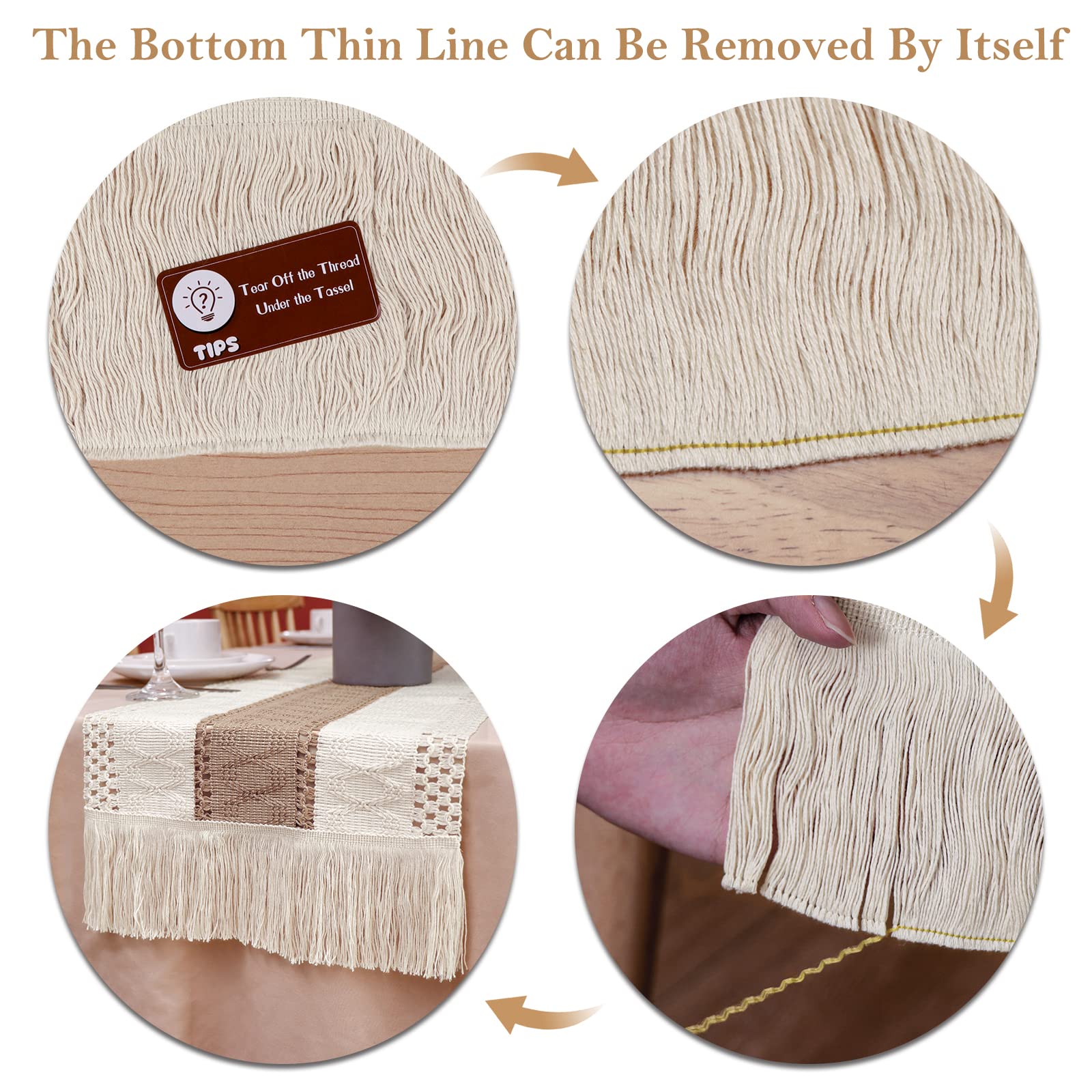 Natural Burlap Boho Table Runner