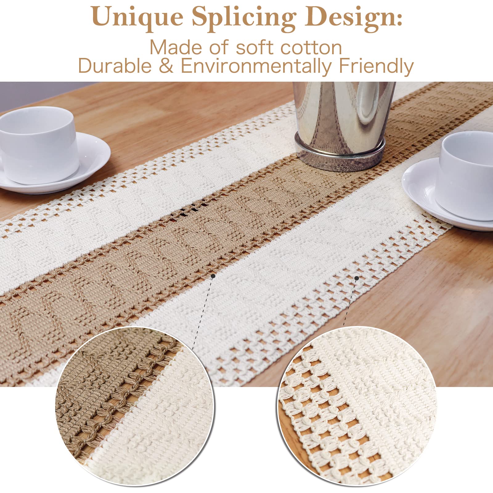 Natural Burlap Boho Table Runner