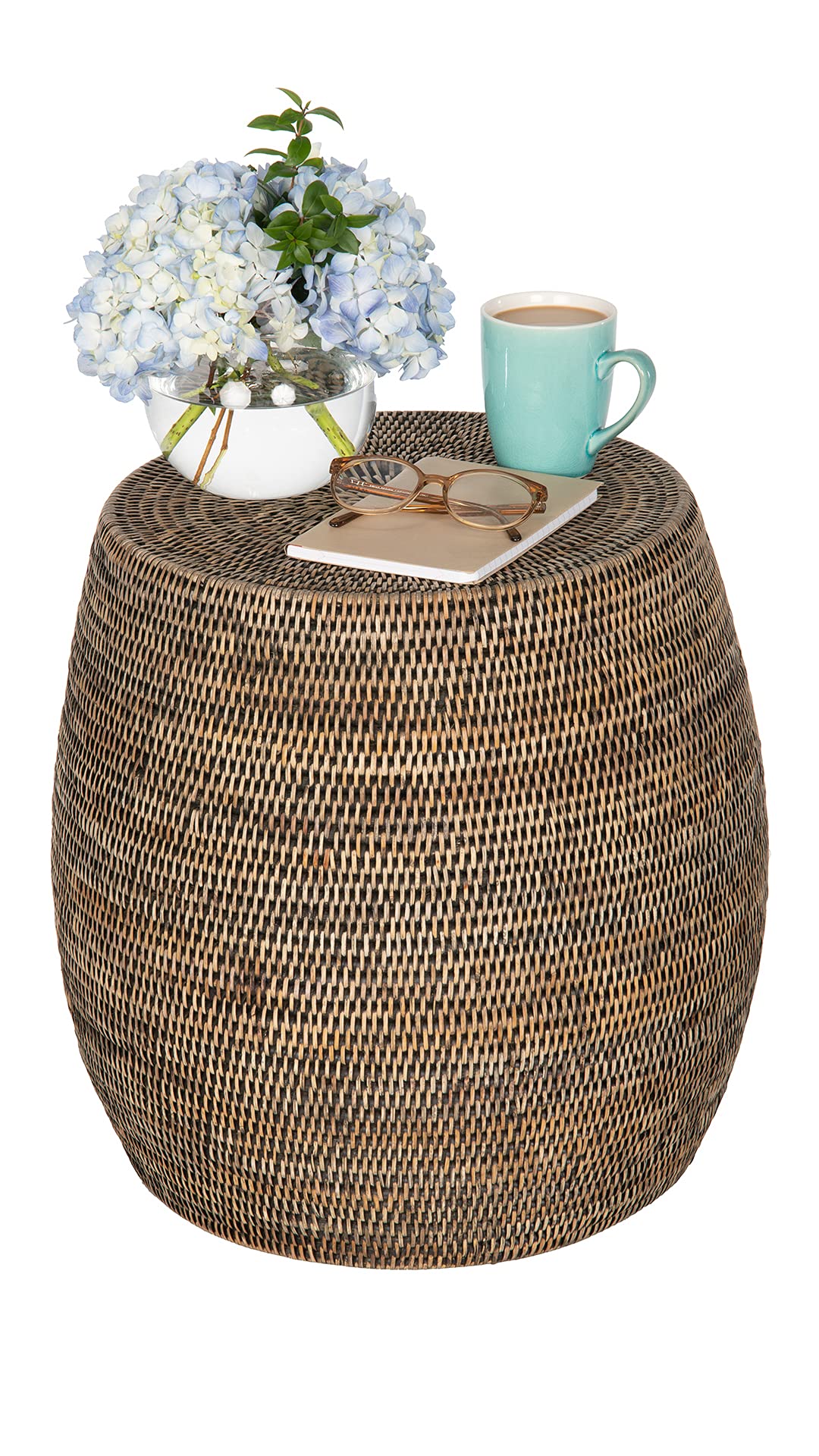 Kouboo ronde rotan kruk en bijzettafel